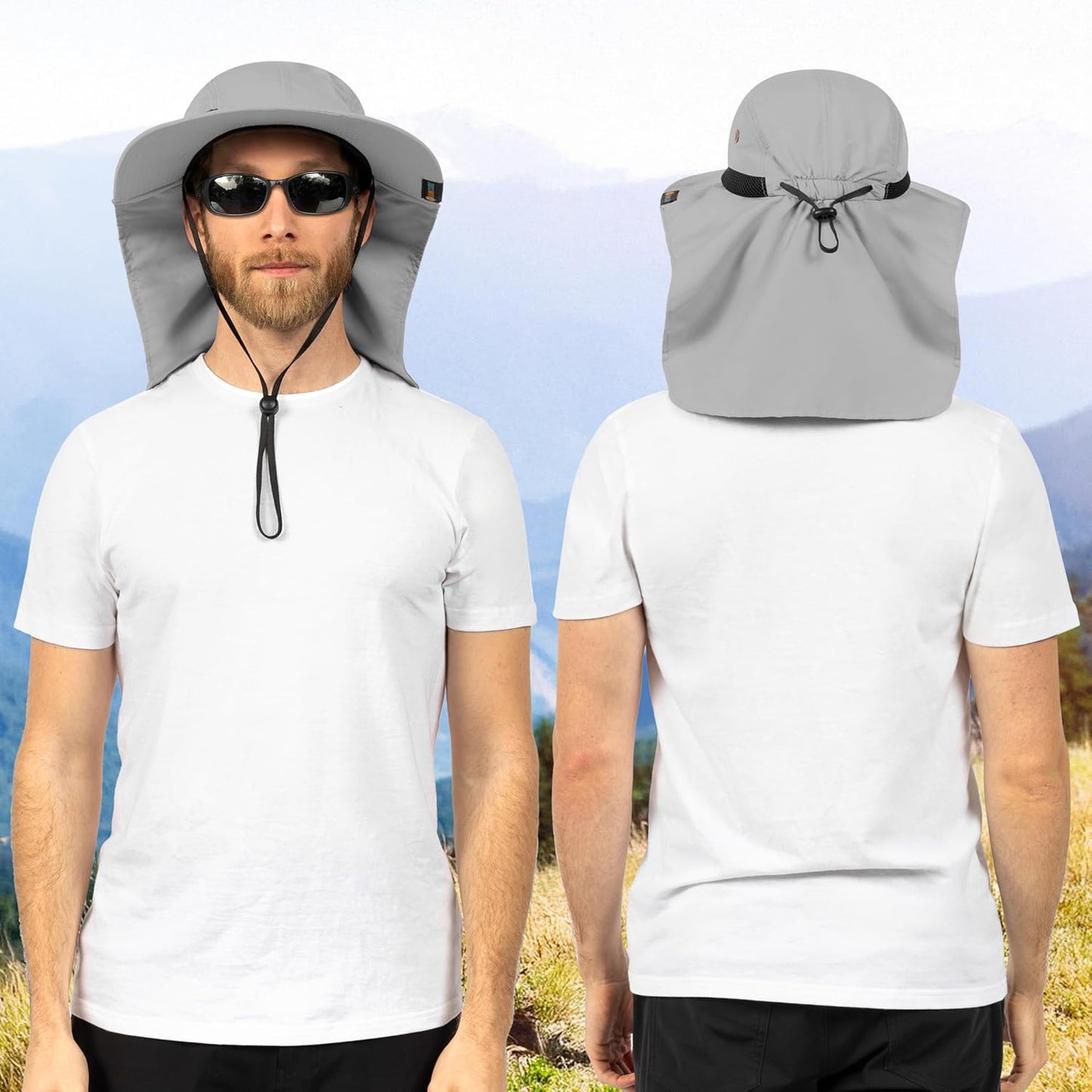 Sun Hat for Men, Wide Brim Fishing Hat Neck Flap Cover Men, Women, Hiking, Camping, Sun Protection UV, Gardening