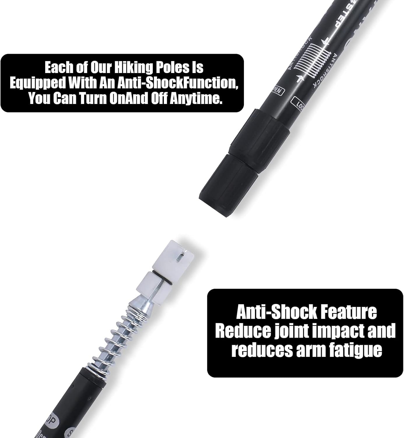 2 Pieces Hiking Sticks Hiking Trekking Poles Accessories for Walking Women Men Collapsible Lightweight Telescoping Stick Canes(Black)