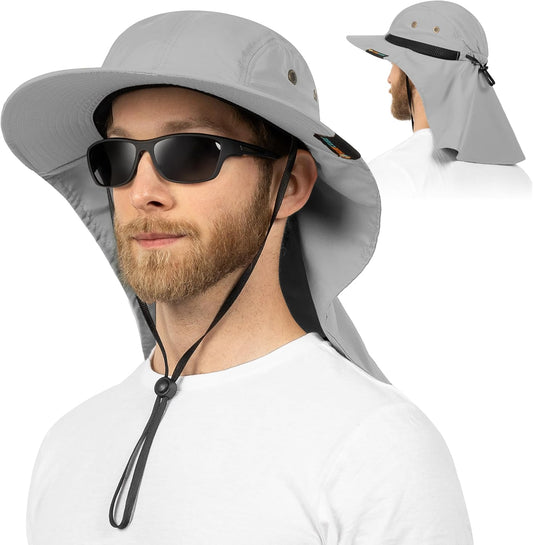 Sun Hat for Men, Wide Brim Fishing Hat Neck Flap Cover Men, Women, Hiking, Camping, Sun Protection UV, Gardening