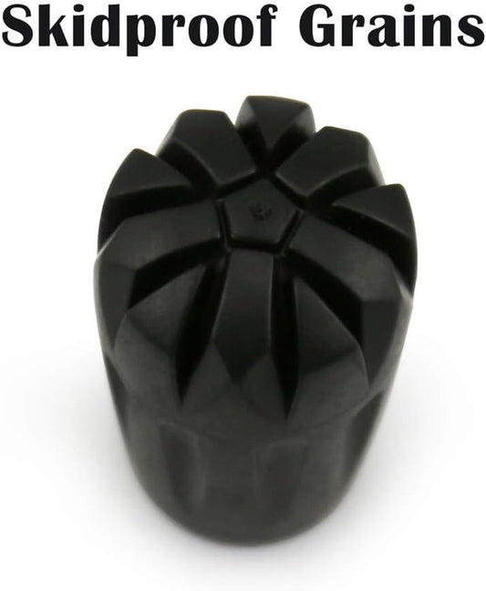 Black Rubber Diamond Trekking Pole Tip Protectors - Hiking Pole Replacement Tips with Shock Absorption, Adds Grip and Traction