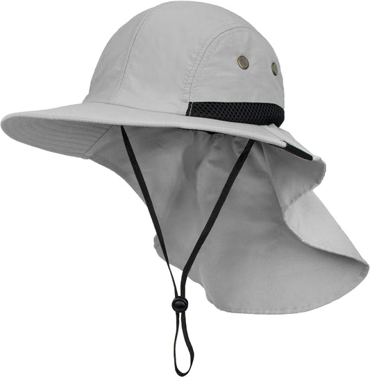 Sun Hat for Men, Wide Brim Fishing Hat Neck Flap Cover Men, Women, Hiking, Camping, Sun Protection UV, Gardening