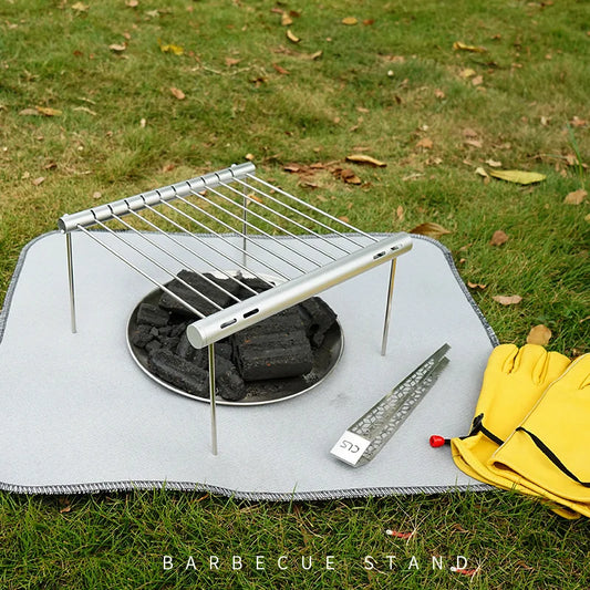 Camping BBQ Stove Rack Outdoor Folding Tube Camping Firewood Stove