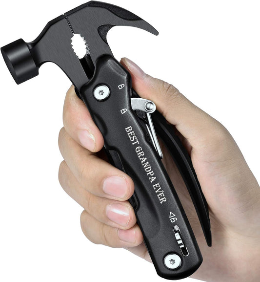 Grandpa Gifts, Unique Birthday Gift Ideas for Grandpa Papa Men Him from Grandchildren, All in One Tools Mini Hammer Multitool, Cool Gadgets Presents
