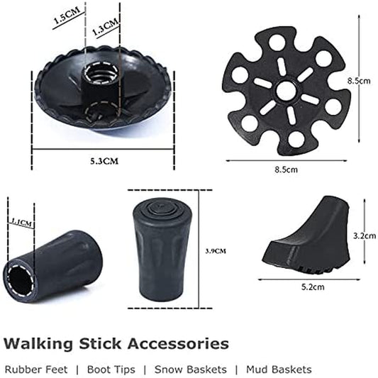 Walking Stick Tips Rubber 4Pcs Trekking Pole Tips Replacement- Rubber Feet for Hiking Poles, Walking Sticks, Trekking Poles | Rubber Tip for Walking Sticks Hiking Trekking Poles Boot Tips Rubber Feet
