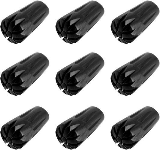 Black Rubber Diamond Trekking Pole Tip Protectors - Hiking Pole Replacement Tips with Shock Absorption, Adds Grip and Traction