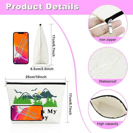 Hiking Lover Gift Hiking Makeup Bag Adventure Gifts for Women Hiking Mountain Cosmetic Bag Hiking Themed Gift for Friends Daughter Her Camping Gift Travel Pouch Hiking Is My Therapy
