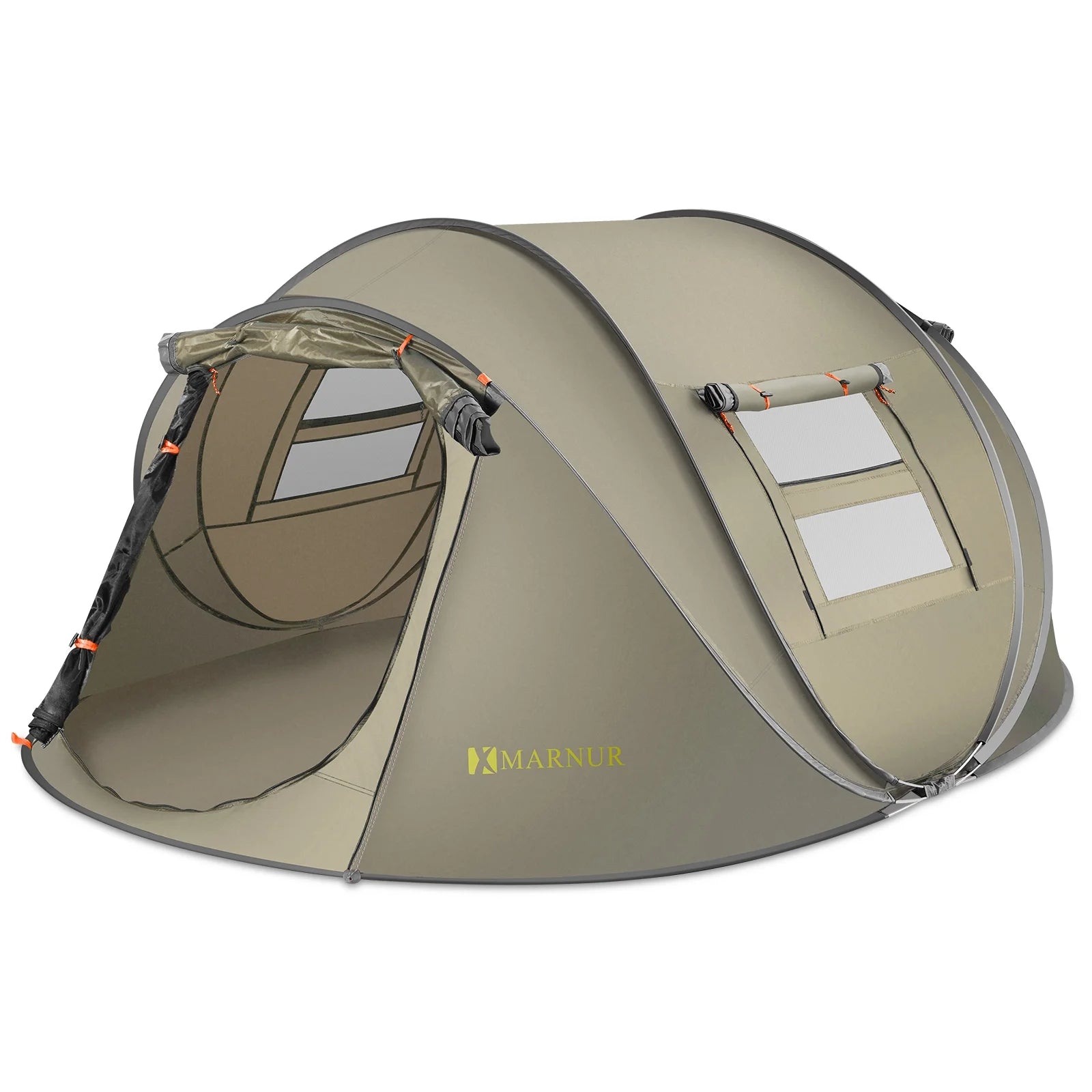 Instant Tent 4-Person Camp Tent, Auto Setup Pop up Tent, Waterproof, Huge Door & Windows, Green